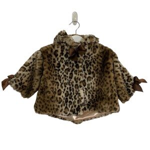 Bearington Baby Collection Faux Fur Animal Print Jacket Size 6-12 Mos Tail Coat
